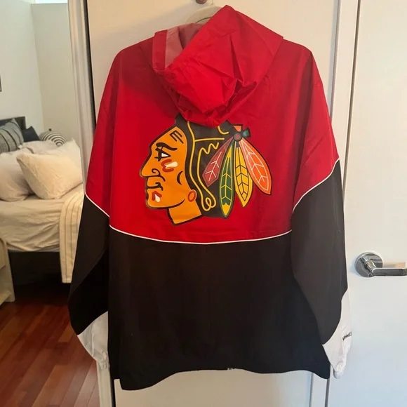 MITCHELL & NESS Chicago Blackhawks Lightweight Full-Zip Windbreaker Jacket NWT - Picture 6 of 6